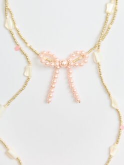 Pinky butterfly Beads Layered Necklace