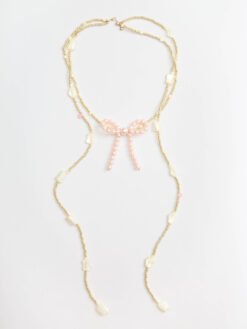 Alternative view of Pinky butterfly Beads Layered Necklace