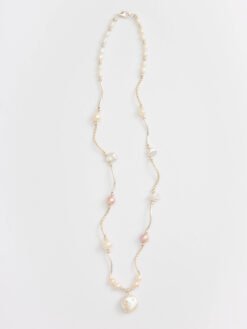 Alternative view of The Asymmetric Fresh Water Pearl Necklace with Zircon Cluster